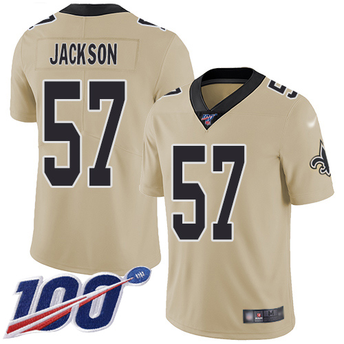 Men New Orleans Saints Limited Gold Rickey Jackson Jersey NFL Football 57 100th Season Inverted Legend Jersey